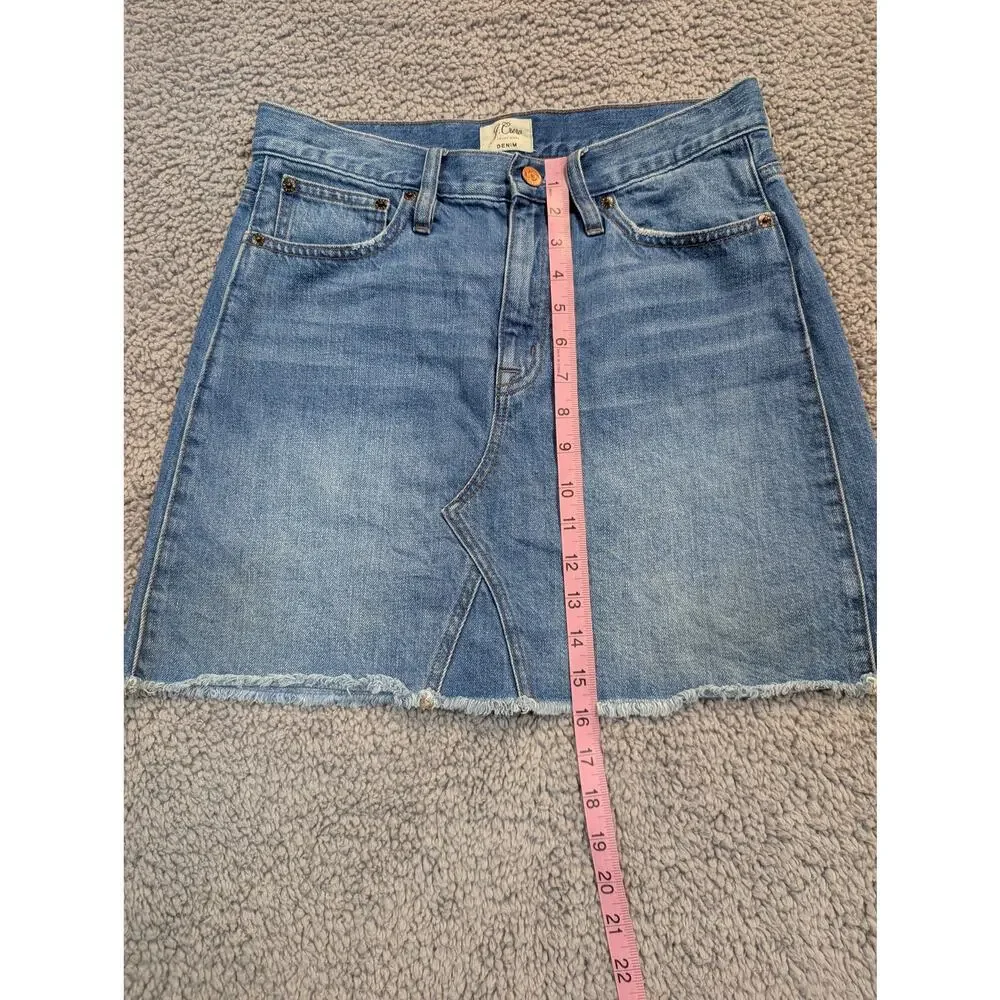 J. Crew Jean Skirt Women's Size 27 Medium Wash Raw Edge Hem(0616)